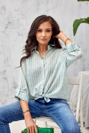 Camasa lejera cu dungi verde mint [0]