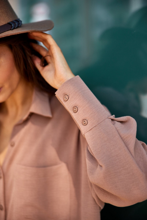 Camasa maro camel asimetrica cu maneci lungi [1]