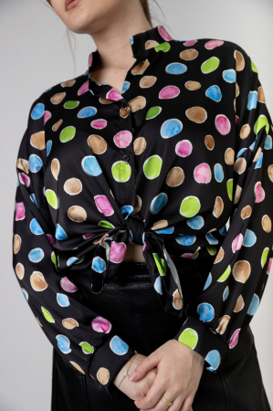 Camasa neagra cu buline si nod in talie [1]