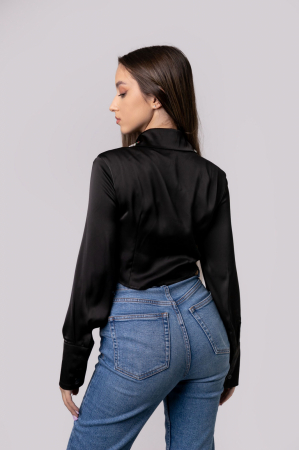 Camasa neagra cu guler stilizat cu pietre si perle [3]