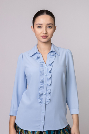 Camasa office bleu cu volane [2]