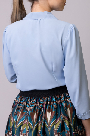 Camasa office bleu cu volane [3]