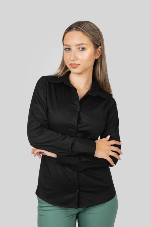 Camasi - Camasa office neagra cu nasturi