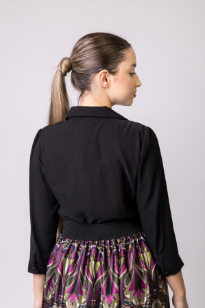 Camasa office neagra cu volane [3]