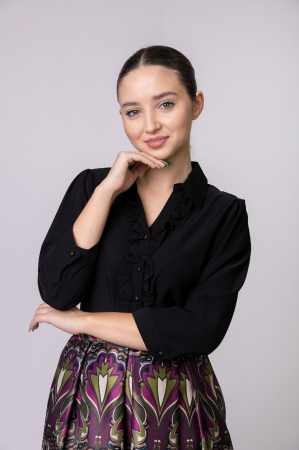 Camasa office neagra cu volane [0]
