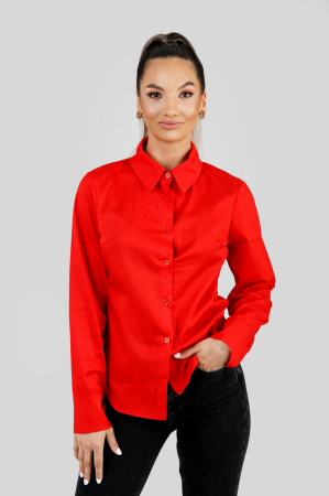Camasa office rosie cambrata cu nasturi [0]
