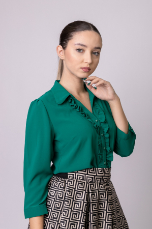 Camasa office verde cu volane [4]