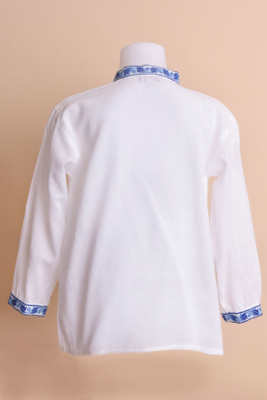 Camasa traditionala de baieti alba cu motiv floral albastru Razvan 01 [3]