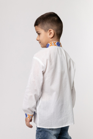 Camasa traditionala de baieti alba cu motiv floral galben Vladimir [2]