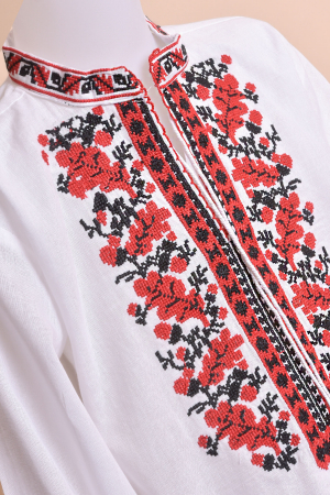 Camasa traditionala de baieti alba cu motiv floral rosu Razvan 02 [1]