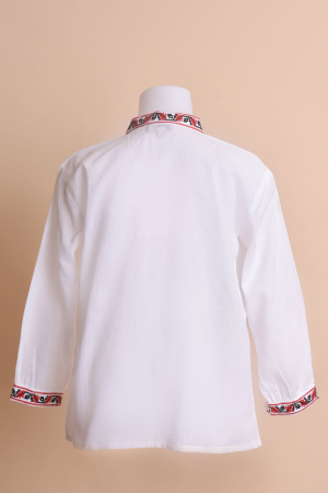 Camasa traditionala de baieti alba cu motiv floral rosu Razvan 02 [3]