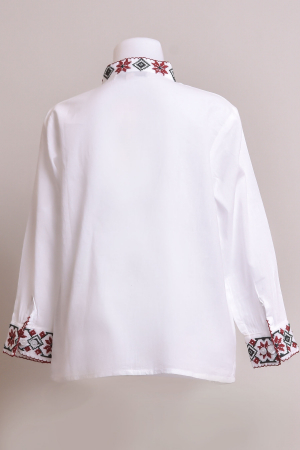 Camasa traditionala de baieti alba cu motiv floral rosu Laurentiu 02 [3]