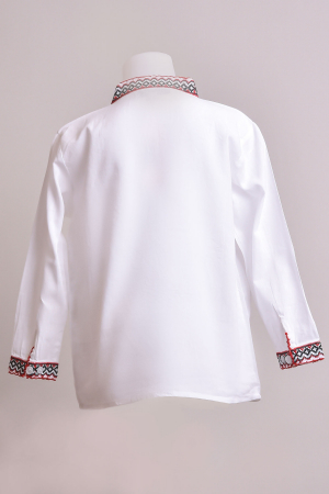 Camasa traditionala de baieti alba cu motiv floral rosu Robert 02 [3]
