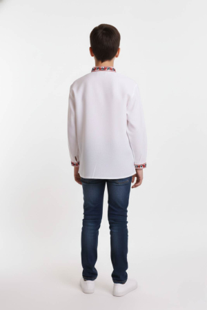 Camasa traditionala de baieti alba cu motiv floral rosu Razvan 02 [2]