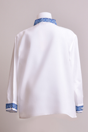 Camasa traditionala de baieti alba cu motiv geometric albastru Damian 02 [3]