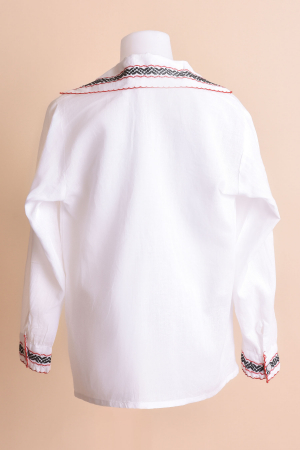 Camasa traditionala de baieti alba cu motiv geometric multicolor Tudor [2]