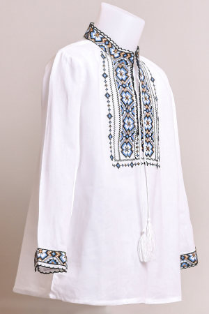 Camasa traditionala de baieti alba cu motiv geometric multicolor Vlad [2]