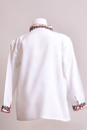 Camasa traditionala de baieti alba cu motiv geometric rosu Luca 02 [2]