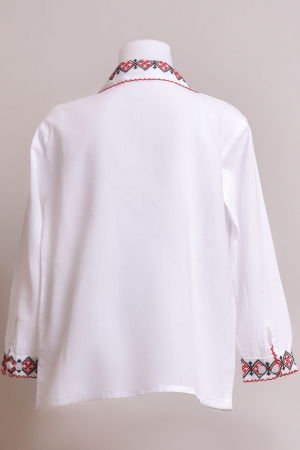 Camasa traditionala de baieti alba cu motiv geometric rosu Teodor 02 [3]