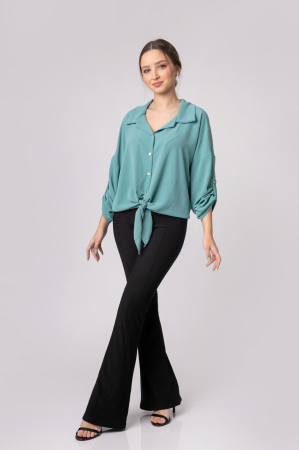 Camasa verde mint cu nod in talie [2]