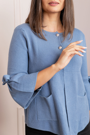 Cardigan dama bleu cu nasturi si buzunare Rosemary [1]