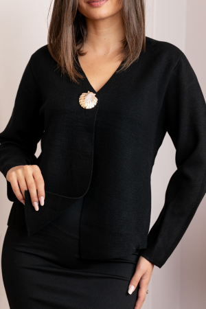 Cardigan dama negru cu brosa aurie Kendra [1]