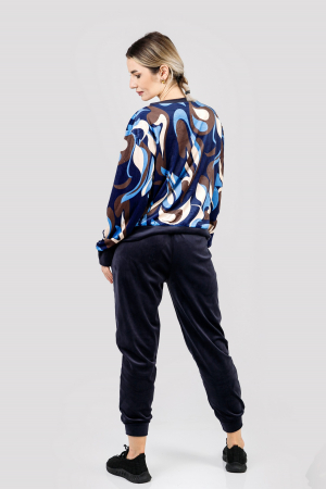 Compleu casual bleumarin din catifea 01 [3]