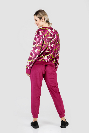 Compleu casual ciclam din catifea 02 [3]