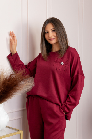 Compleu casual dama bordo cu bluza si pantaloni Phoenix [2]