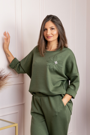 Compleu casual dama kaki cu bluza si pantaloni Phoenix [2]