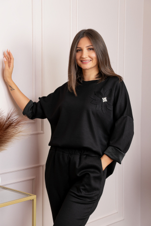 Compleu casual dama negru cu bluza si pantaloni Phoenix [2]
