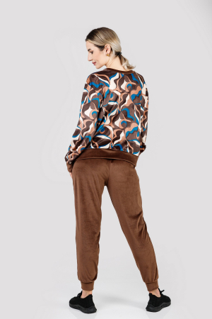 Compleu casual maro din catifea 01 [3]