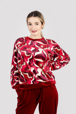 Compleu casual grena din catifea 01 [1]