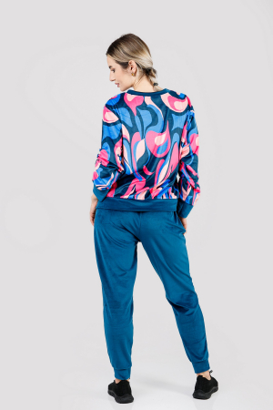 Compleu casual turcoaz din catifea 01 [3]