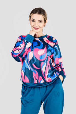 Compleu casual turcoaz din catifea 01 [1]