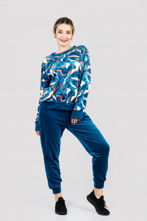 Tinute sport/casual - Compleu casual turcoaz din catifea 02