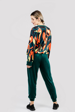 Compleu casual verde din catifea 01 [3]