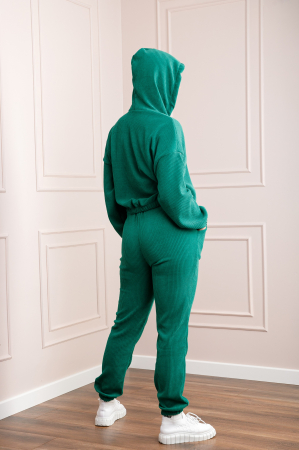 Compleu casual verde smarald din tricot reiat [3]