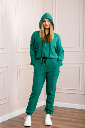 Tinute sport/casual - Compleu casual verde smarald din tricot reiat