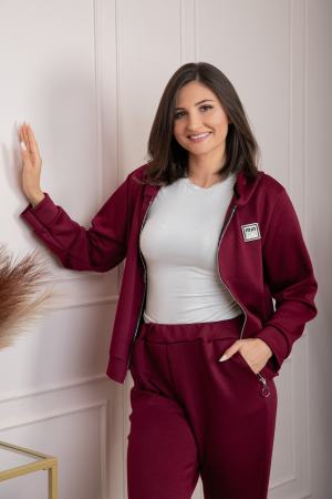 Compleu dama casual-sport bordo cu gluga Josie [2]