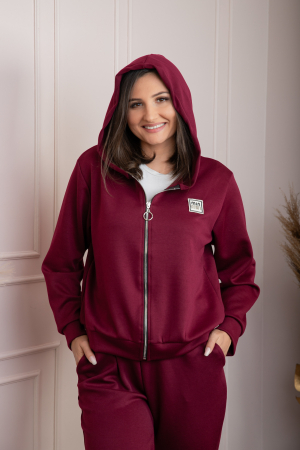 Compleu dama casual-sport bordo cu gluga Josie [1]