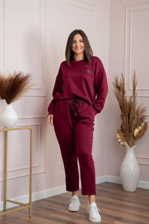 Compleu dama casual-sport grena cu pantaloni Leanne [3]