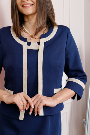 Compleu dama Marielle bleumarin cu rochie si sacou elegant [1]