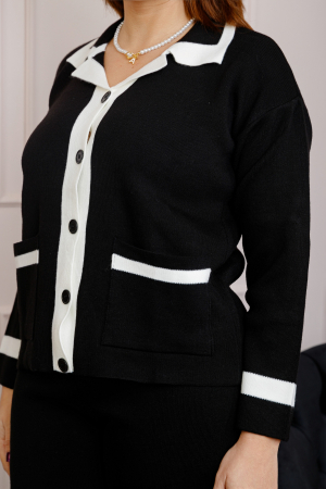 Compleu Jasmine negru din tricot cu bluza si pantaloni [1]