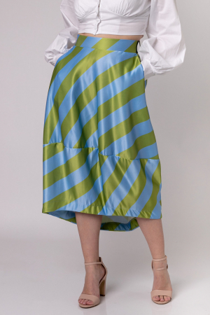 Fusta asimetrica cu dungi albastre si verzi [2]