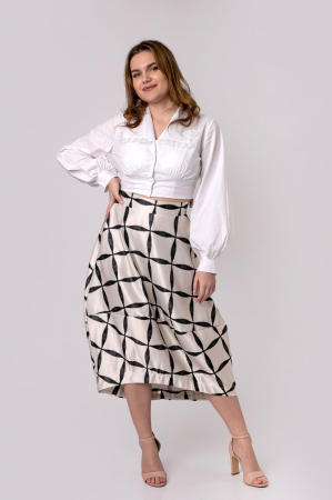 Fusta asimetrica cu model geometric bicolor [0]