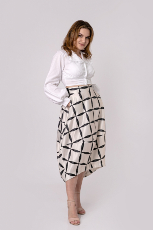 Fusta asimetrica cu model geometric bicolor [1]