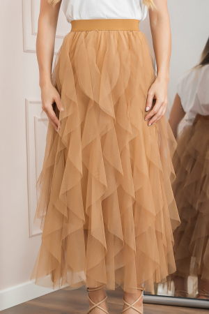 Fusta camel cu volane din tulle [1]