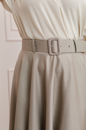 Fusta clos Annie cu curea in talie - Gri [1]