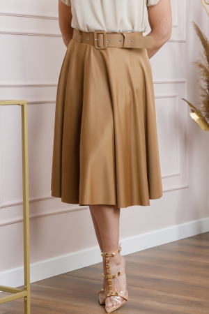 Fusta clos Annie cu curea in talie - Camel [2]